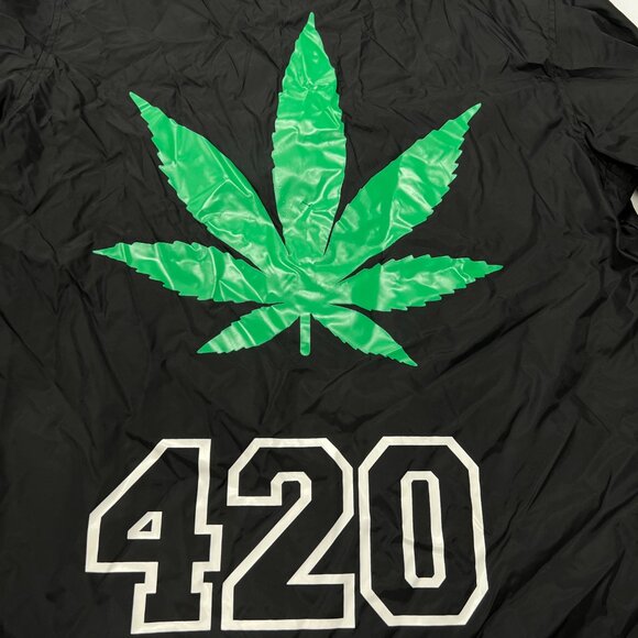AWGE A$AP Rocky 420 Black Satin Coach Jacket Snap Medium ASAP MOB Marijuana USA - Picture 9 of 16